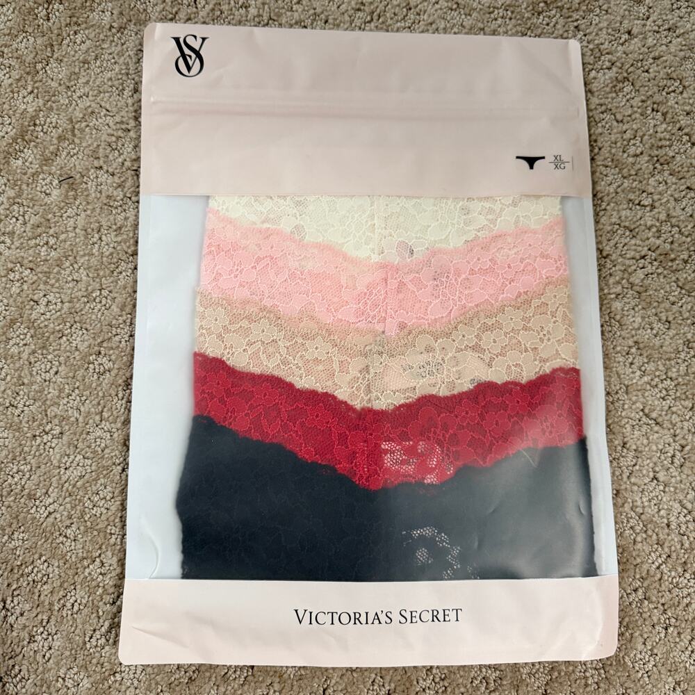 Victoria's Secret, Pack of 5 Lace Multi-Color Thong Panties, Size XL Extra Large